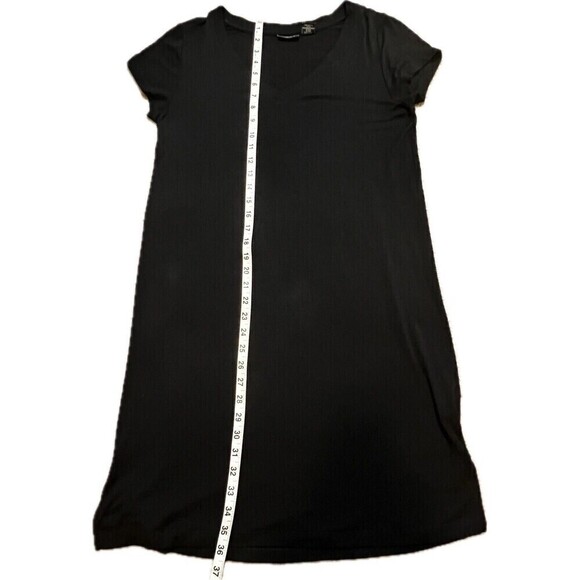 Tahari Midi Dress Short Sleeve Black V-Neck Stretchy Minimalist Size S - Picture 6 of 7